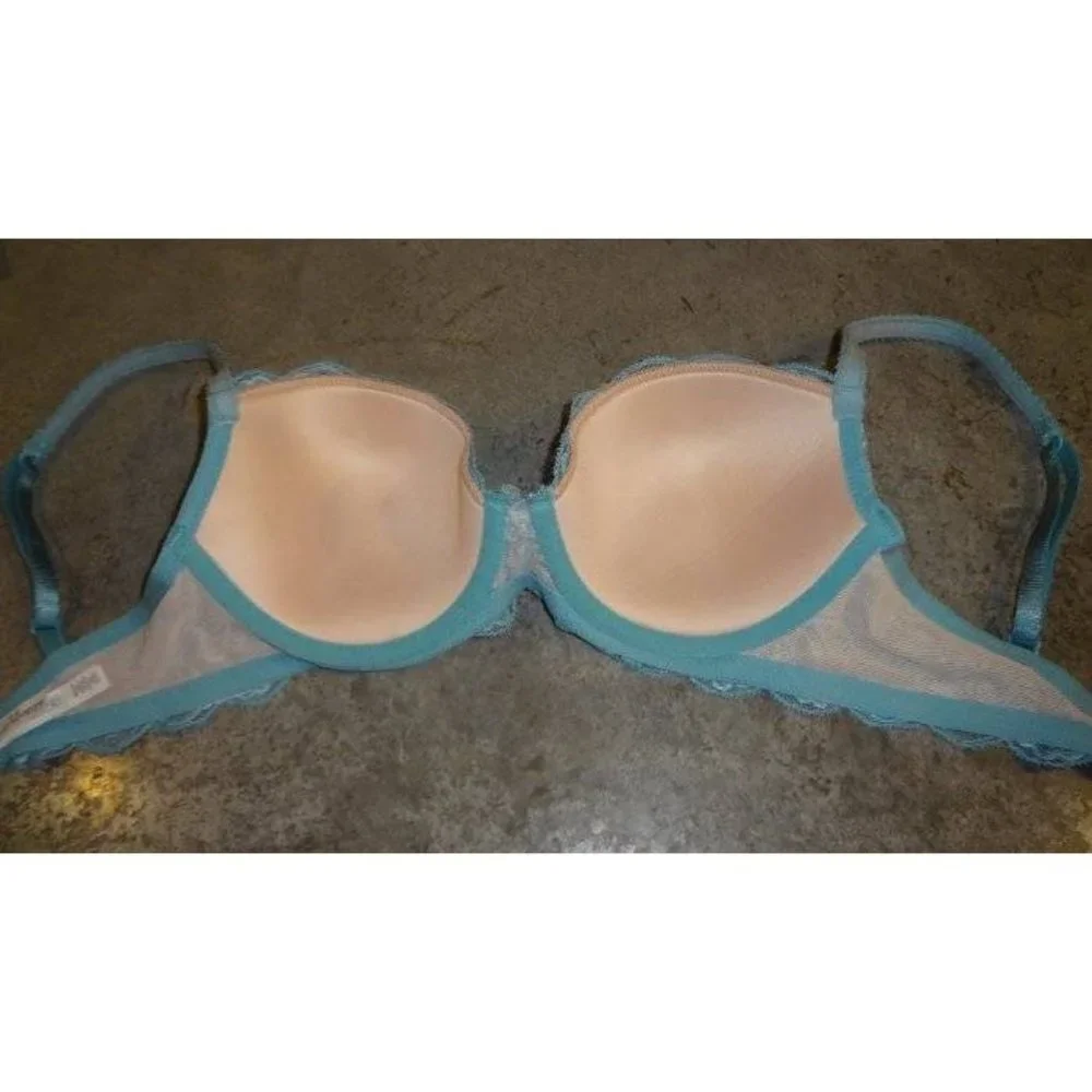 LE MYSTERE Sophie Lace Memory Foam Underwire Bra Blue 30D NEW